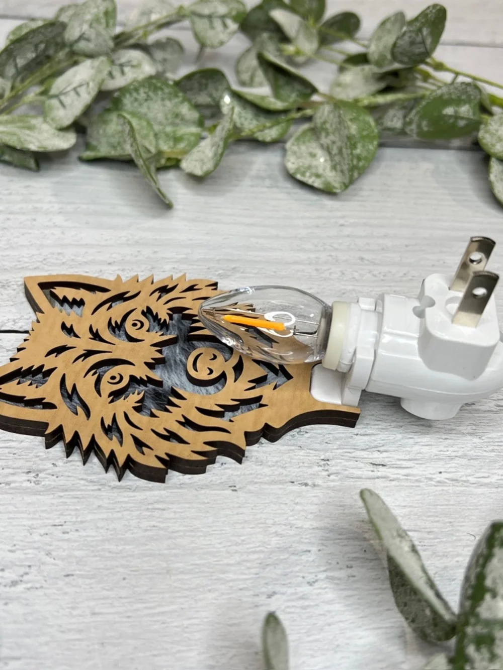 Handcrafted Wolf Night Light. Made in Pacific‎ Northwest.